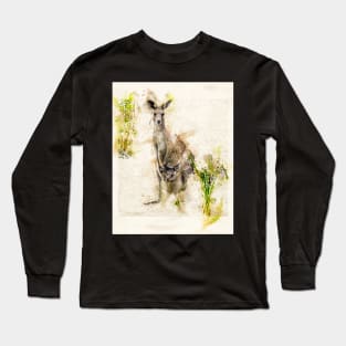 Australian Kangaroo and Baby Joey Long Sleeve T-Shirt